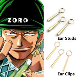 Zoro Cosplay Earrings Set for Men & Women: 3Pcs Unisex Kiss Jewelry with Long Column Pendant Drop