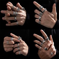 2023 Unisex Gothic Skeleton Ring Set: Punk Grunge Butterfly & Frog Design for Men and Women - Hip Hop Street Jewelry & P