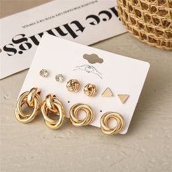 geometric circle drop earrings: trendy acrylic & metal pearl jewelry set for women