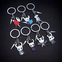 Hollow Knight Keychain Game Jewelry Set Key Chain Keyring Keychains for Men Women Game Accessories Car Key Ring Pendant