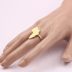 Fashion Map of Africa Inlay Rhinestones Adjustable Map Ring Fashion For Exaggerat Women Cocktail Party Ring Golden Charm