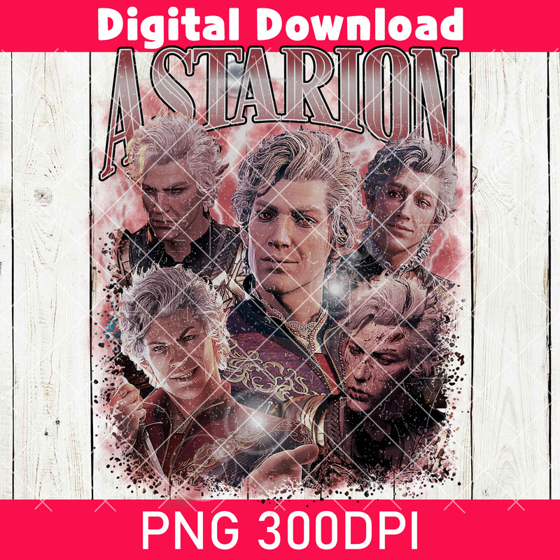 Limited Astarion Vintage PNG Astarion Baldurs PNG Astarion Baldurs Gate 3 Oversized PNG Bootleg PNG Gift For Games 0