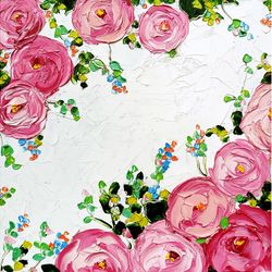 rose painting original art impasto oil painting flower artwork 10 by 10