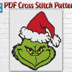 Grinch Cross Stitch Pattern / Disney Cross Stitch Pattern / Christmas Instant Cross Stitch Pattern / New Year PDF Chart