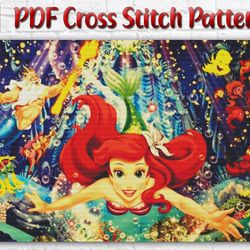 Princess Ariel Cross Stitch Pattern / Mermaid Cross Stitch Pattern / Disney Cross Stitch Pattern / Cartoon Cross Stitch