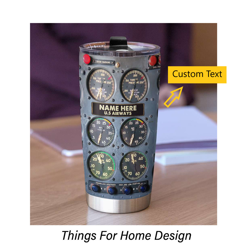 Personalized Flight Instruments Panel Tumbler Cup - Custom Name Pilot.png