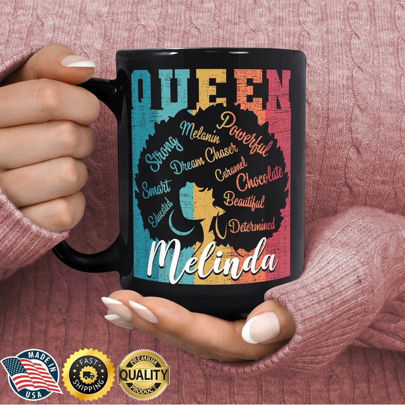 Melanin Queen Mug - Custom Black Women Mug - Black Girl Birthday Gift - Gifts for Black Women - Afro Woman Mug - Sassy Mugs - Boss Girl Mug1.jpg