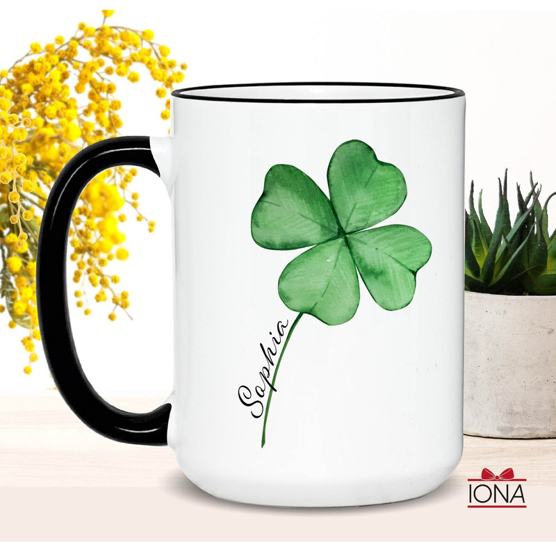 Shamrock Mug, Shamrock Gifts, Four Leaf Clover, 4 leaf clover, St. Patrick's Day, Irish, Personalized, Custom, Gift, Coffee Cup, Lucky Day.jpg