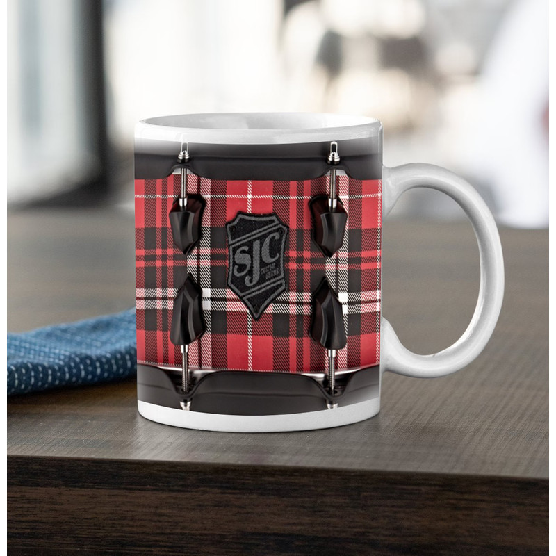 Maple Snare Drum Mugs, Mug Red Plaid Drum,  Mugs for Drummer,Music Gift.jpg