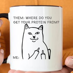 Funny Cat Coffee Mugs, Mug Vegetarian Gift, Gift for Vegetarian, Vegan Gift, Gift for Her, Gift for Him, Gift For Friend