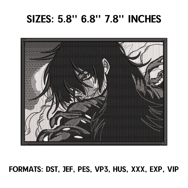 Alucard Embroidery Design File, Hellsing Anime Embroidery Design, Machine Embroidery, Castlevania Embroidery Design.png