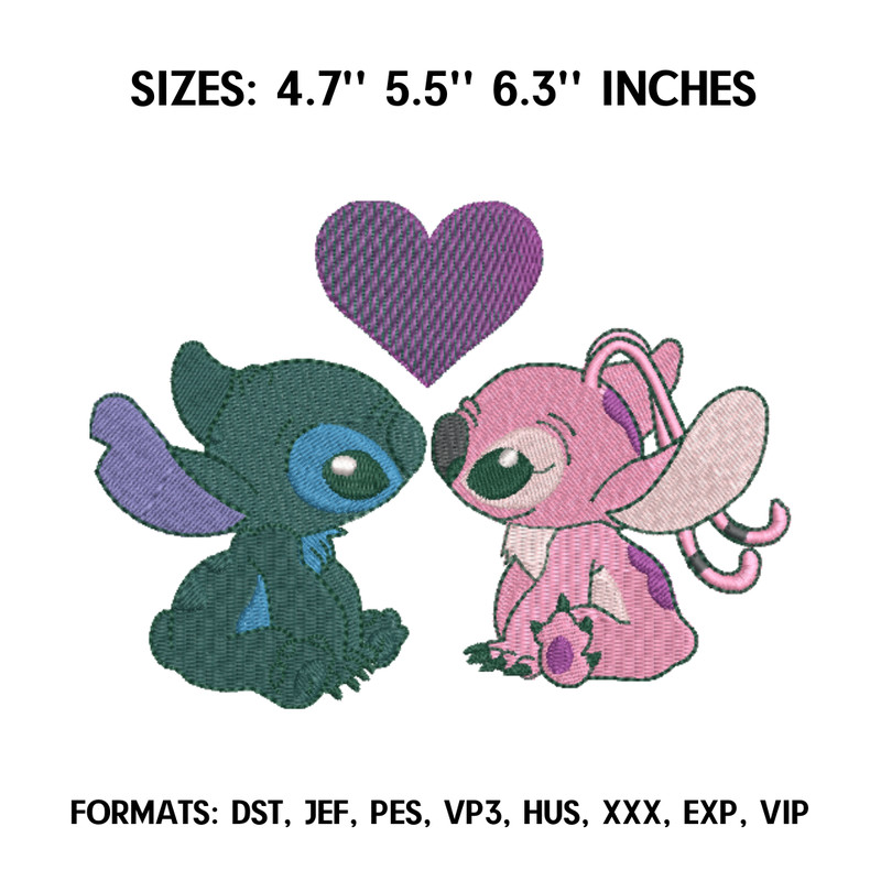 Angela and Stitch Embroidery design file pes. Lilo and Stitch embroidery design. Logo Nike embroidery, Anime Pes Design.png