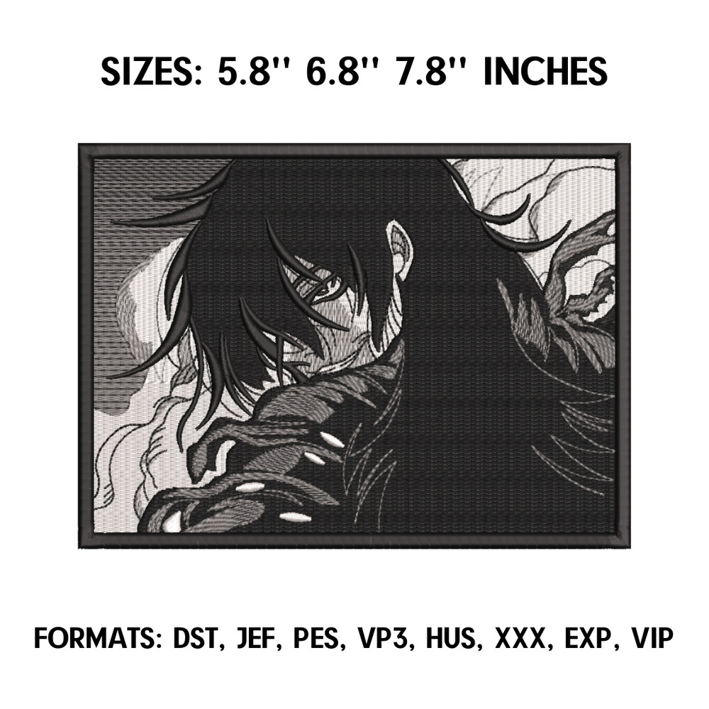 Alucard Embroidery Design File, Hellsing Anime Embroidery Design, Machine Embroidery, Castlevania Embroidery Design.png