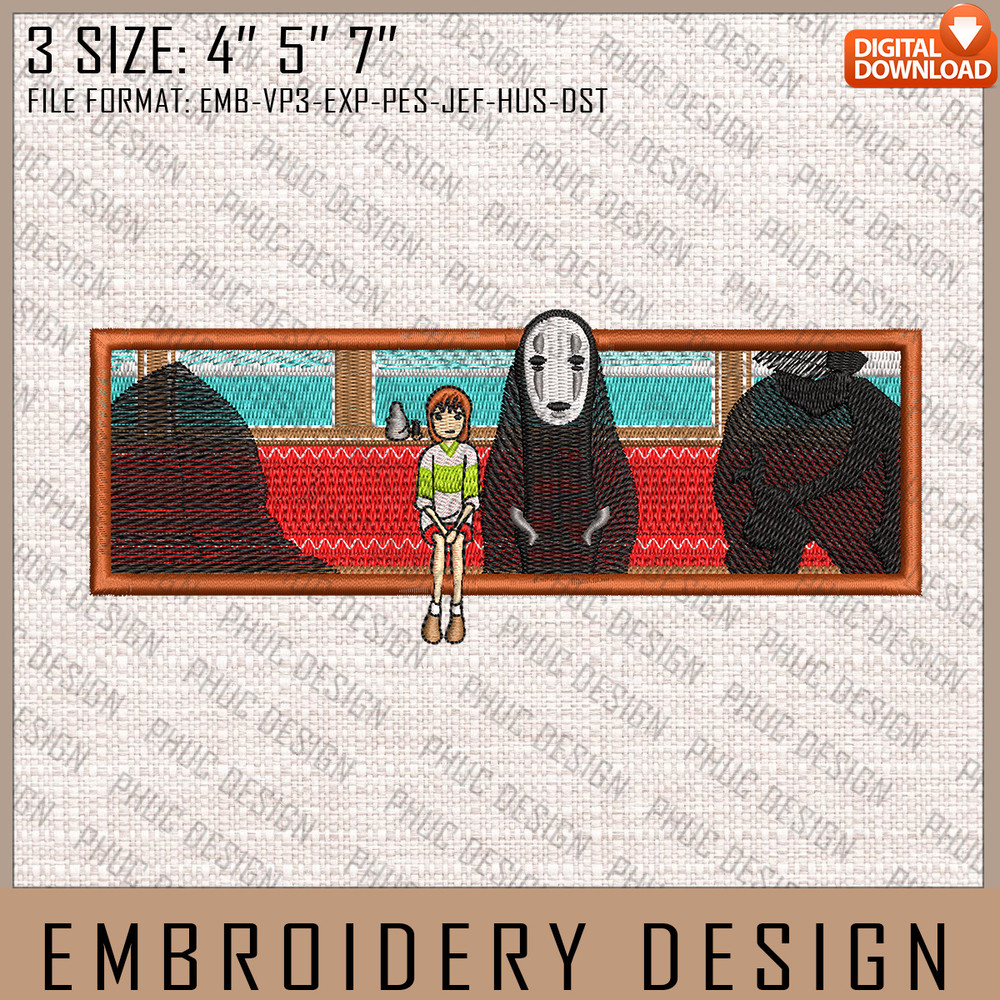 Chihiro And Kaonashi Embroidery Files, Spirited Away, Anime Inspired Embroidery Design, Machine Embroidery Design.jpg