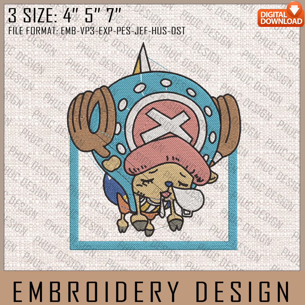 Chopper Embroidery Files, One Piece, Anime Inspired Embroidery Design, Machine Embroidery Design.jpg