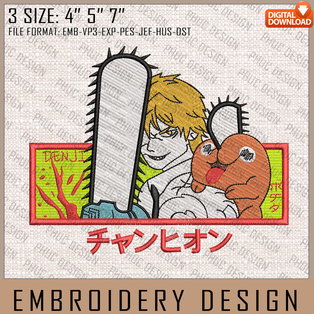 Denji Embroidery Files, Chainsaw Man, Anime Inspired Embroidery Design, Machine Embroidery Design 2.jpg