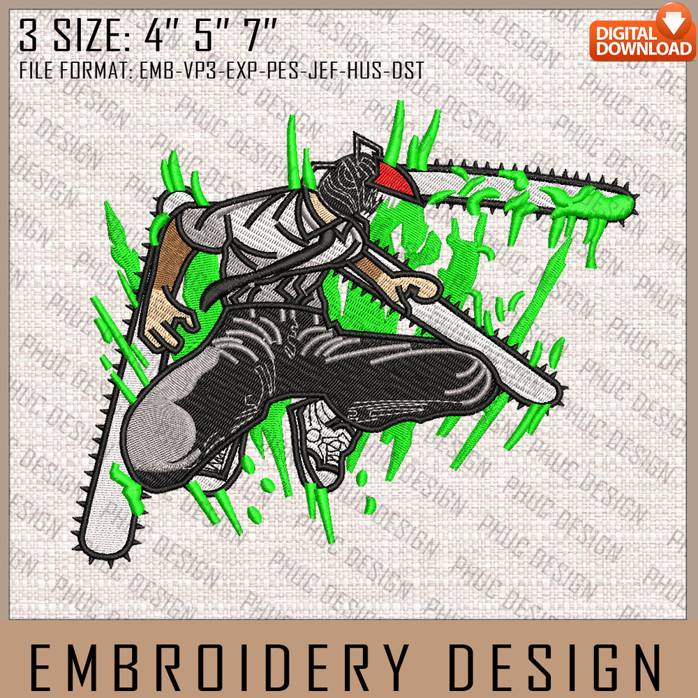 Denji Embroidery Files, Chainsaw Man, Anime Inspired Embroidery Design, Machine Embroidery Design.jpg