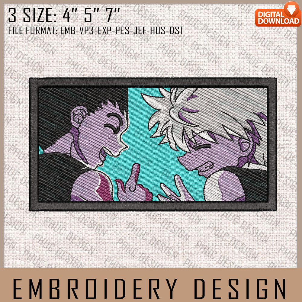Gon And Killua Embroidery Files, Hunter x Hunter, Anime Inspired Embroidery Design, Machine Embroidery Design.jpg