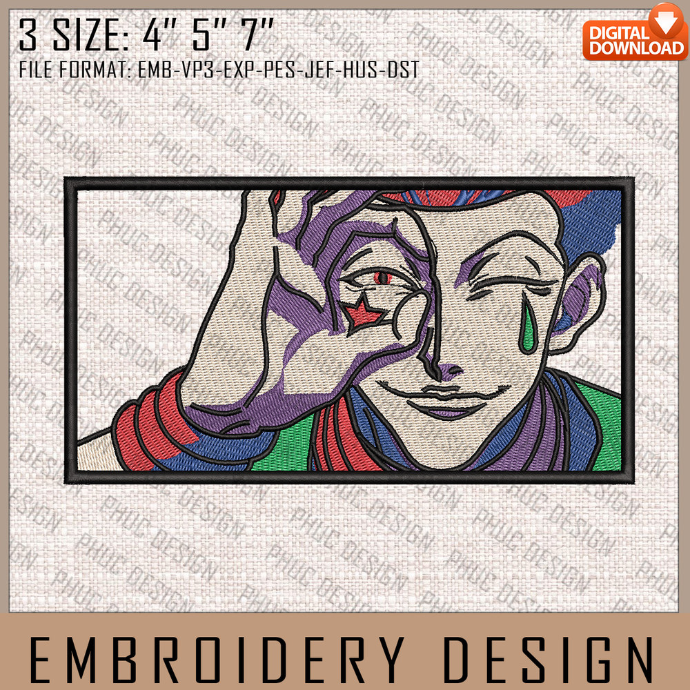 Hisoka Embroidery Files, Hunter x Hunter, Anime Inspired Embroidery Design, Machine Embroidery Design 1.jpg