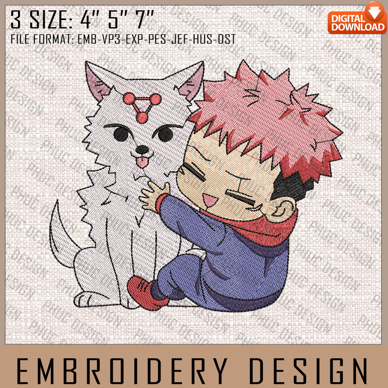 Itadori Embroidery Files, Jujutsu Kaisen, Anime Inspired Embroidery Design, Machine Embroidery Design.jpg