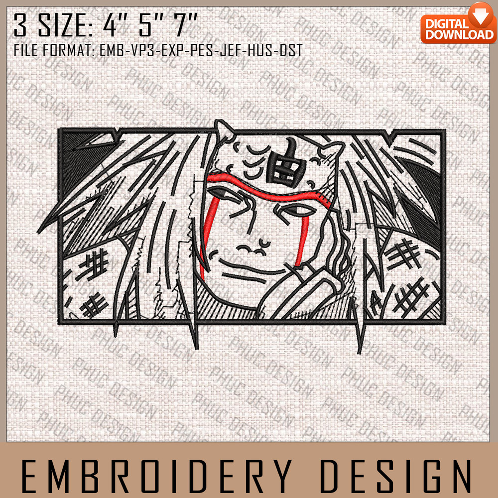 Jiraiya Embroidery Files, Naruto, Anime Inspired Embroidery Design, Machine Embroidery Design.jpg