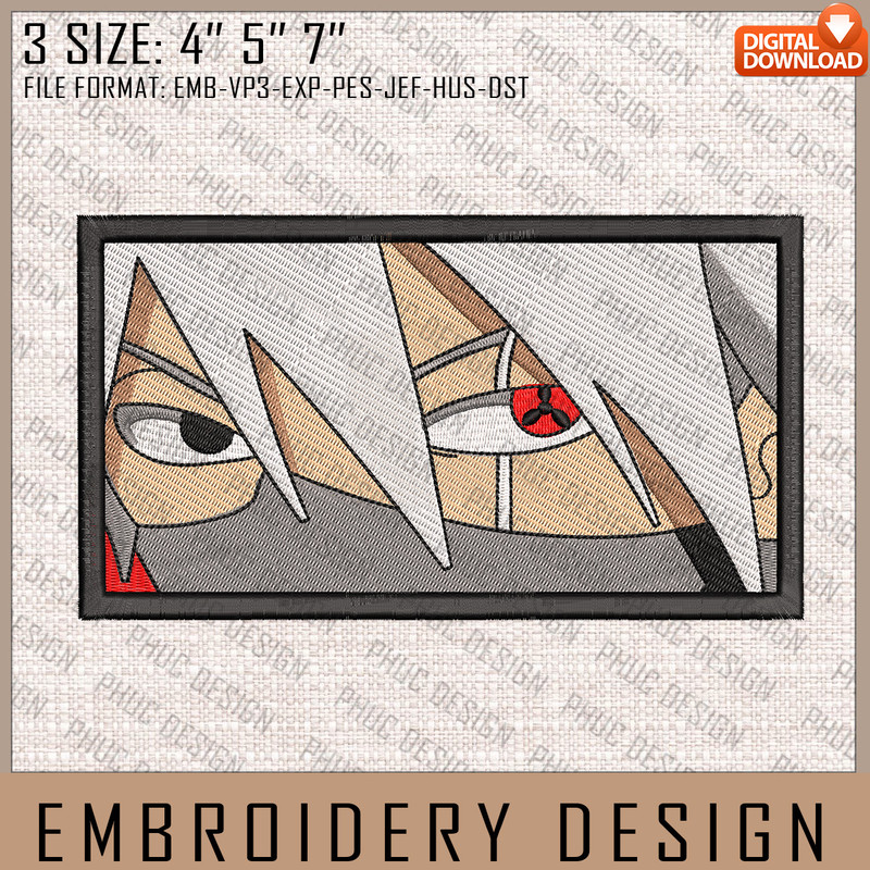 Kakashi Embroidery Files, Naruto, Anime Inspired Embroidery Design, Machine Embroidery Design 1.jpg