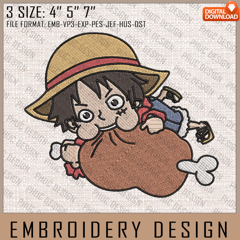 Luffy Embroidery Files, One Piece, Anime Inspired Embroidery Design, Machine Embroidery Design 12.jpg
