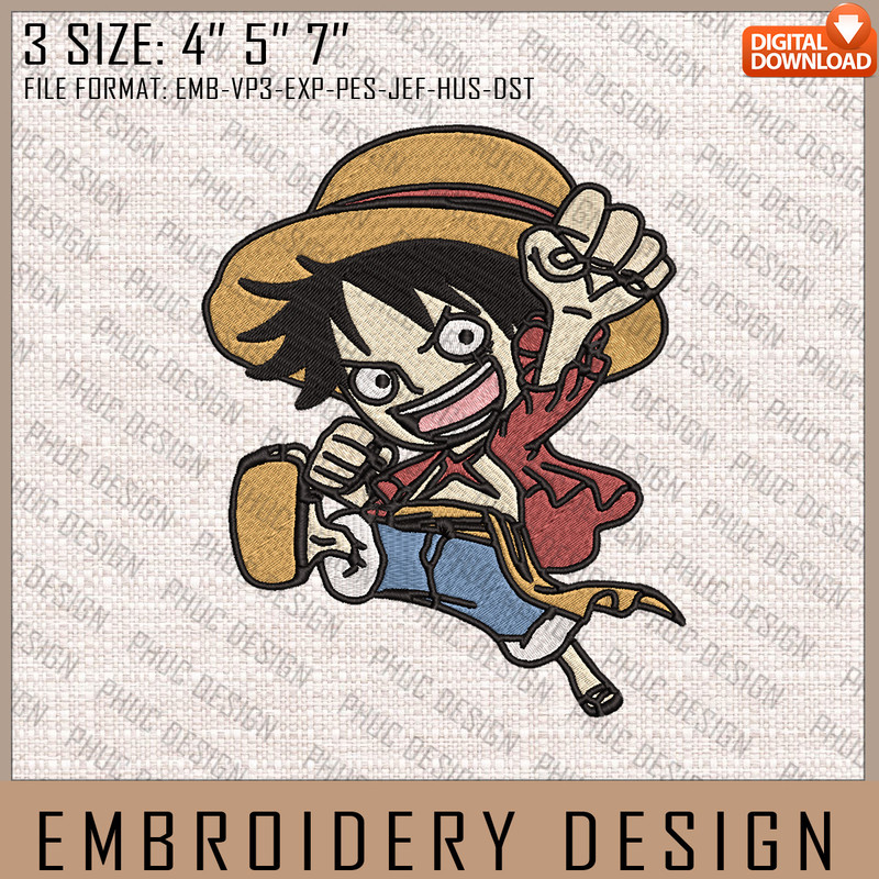 Luffy Embroidery Files, One Piece, Anime Inspired Embroidery Design, Machine Embroidery Design 14.jpg