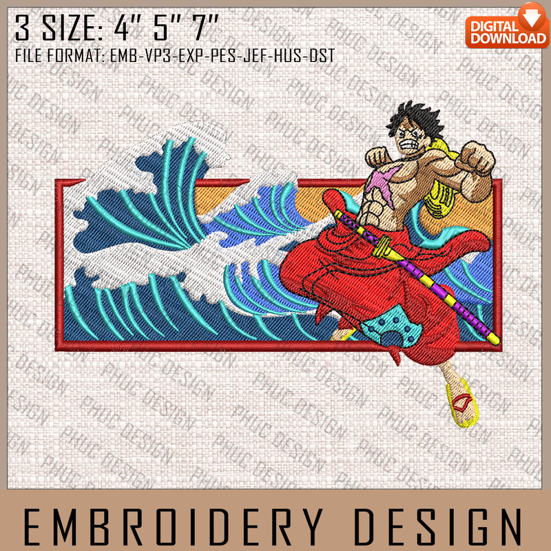 Luffy Embroidery Files, One Piece, Anime Inspired Embroidery Design, Machine Embroidery Design.jpg