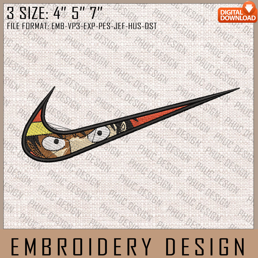 Luffy Nike Embroidery Files, Nike Embroidery, One Piece, Anime Inspired Embroidery Design, Machine Embroidery Design 3.jpg