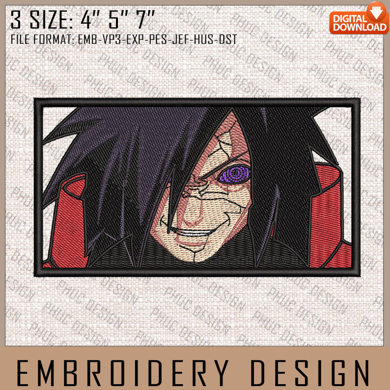 Madara Embroidery Files, Naruto, Anime Inspired Embroidery Design, Machine Embroidery Design.jpg