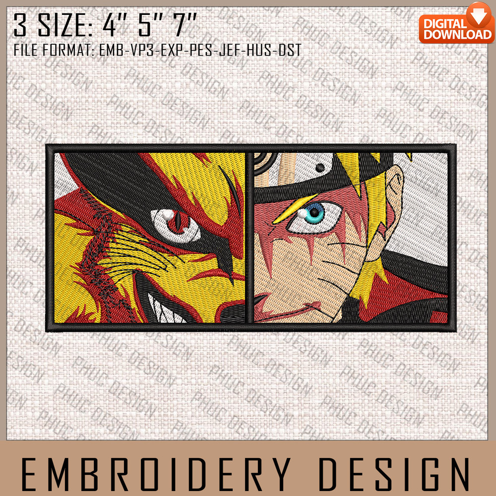 Naruto And Kuruma Embroidery Files, Naruto, Anime Inspired Embroidery Design, Machine Embroidery Design 1.jpg