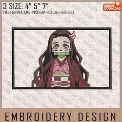 nezuko embroidery files, demon slayer, anime inspired embroidery design, machine embroidery design 2230