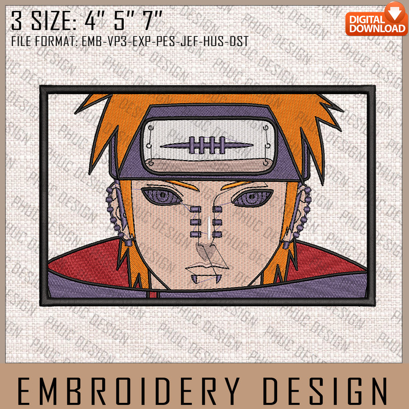 Pain Embroidery Files, Naruto, Anime Inspired Embroidery Design, Machine Embroidery Design 3.jpg