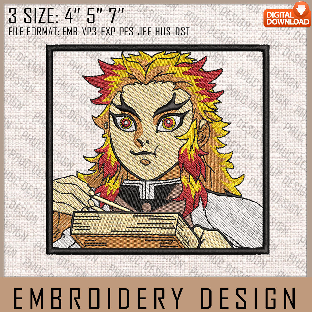 Rengoku Embroidery Files, Demon Slayer, Anime Inspired Embroidery Design, Machine Embroidery Design 5.jpg