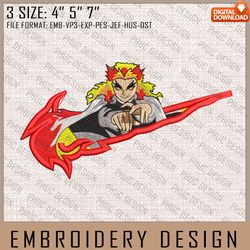 rengoku nike embroidery files, nike embroidery, demon slayer, anime inspired embroidery design, mach269