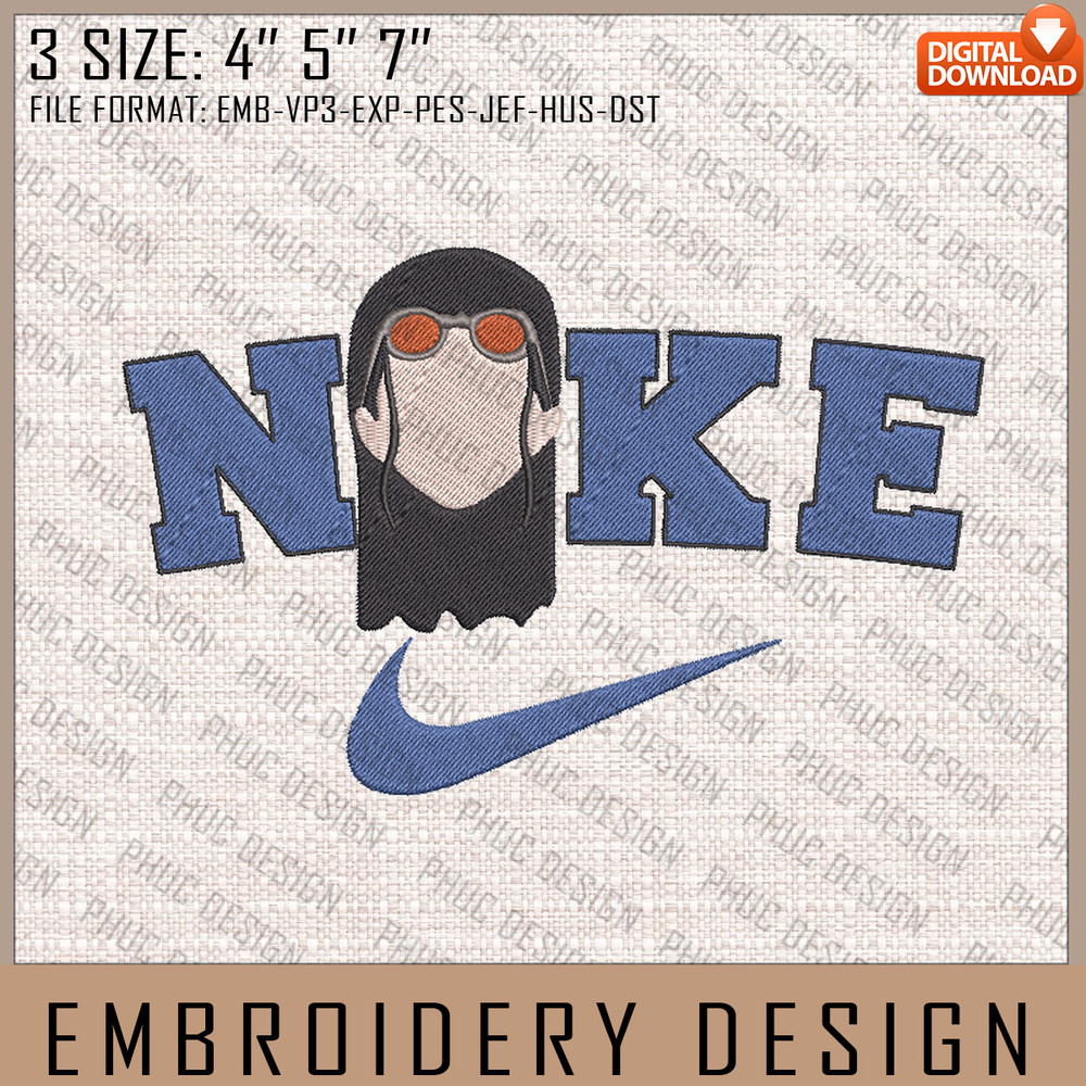 Robin Nike Embroidery Files, Nike Embroidery, One Piece, Anime Inspired Embroidery Design, Machine Embroidery Design.jpg