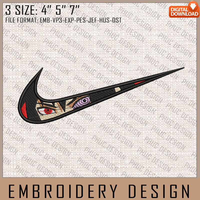 Sasuke Nike Embroidery Files, Nike Embroidery, Naruto, Anime Inspired Embroidery Design, Machine Embroidery Design 1.jpg