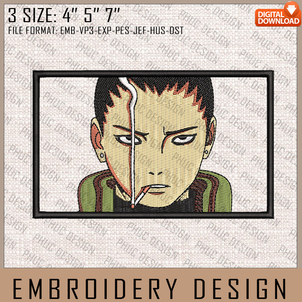 Shikamaru Embroidery Files, Naruto, Anime Inspired Embroidery Design, Machine Embroidery Design 2.jpg
