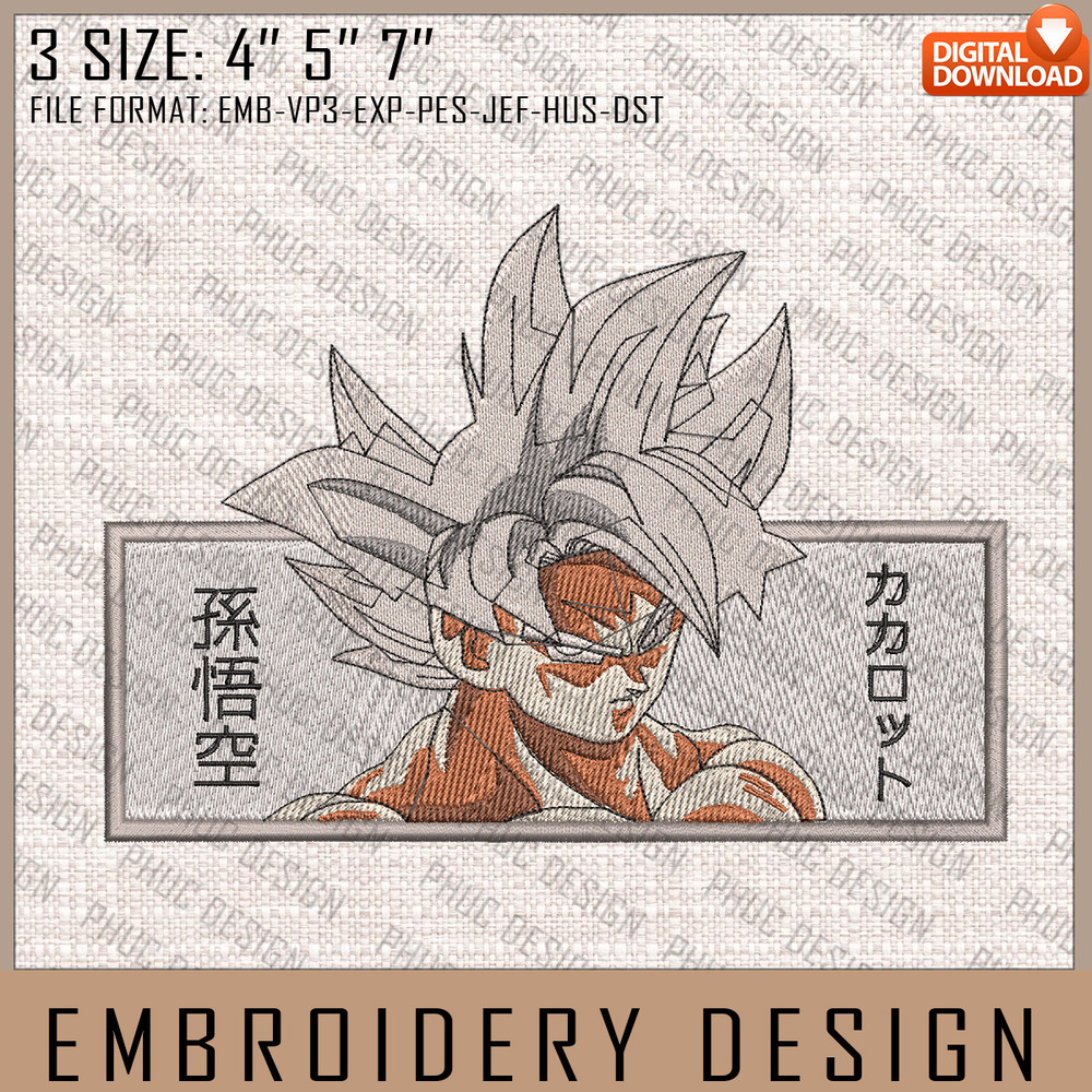 Son Goku Embroidery Files, Dragon Ball, Anime Inspired Embroidery Design, Machine Embroidery Design 1.jpg
