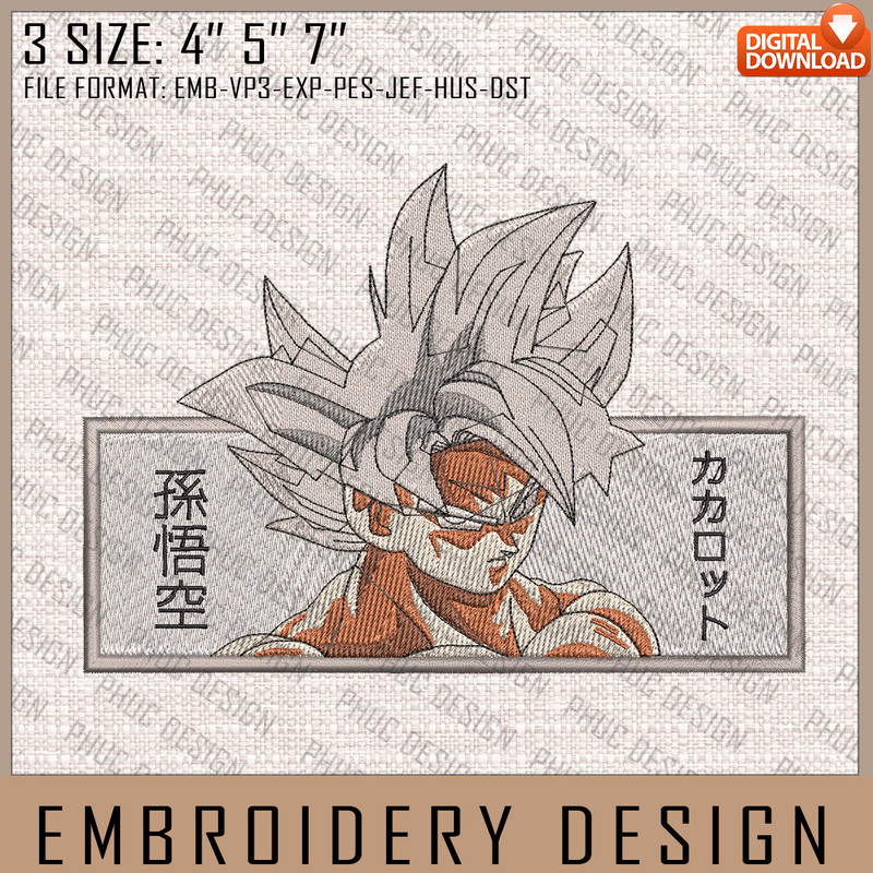 Son Goku Embroidery Files, Dragon Ball, Anime Inspired Embroidery Design, Machine Embroidery Design 1.jpg