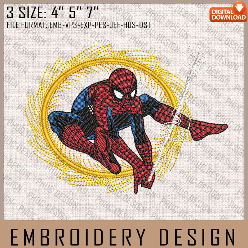 Spider-Man Embroidery Files, Marvel Comics, Anime Inspired Embroidery Design, Machine Embroidery Design.jpg