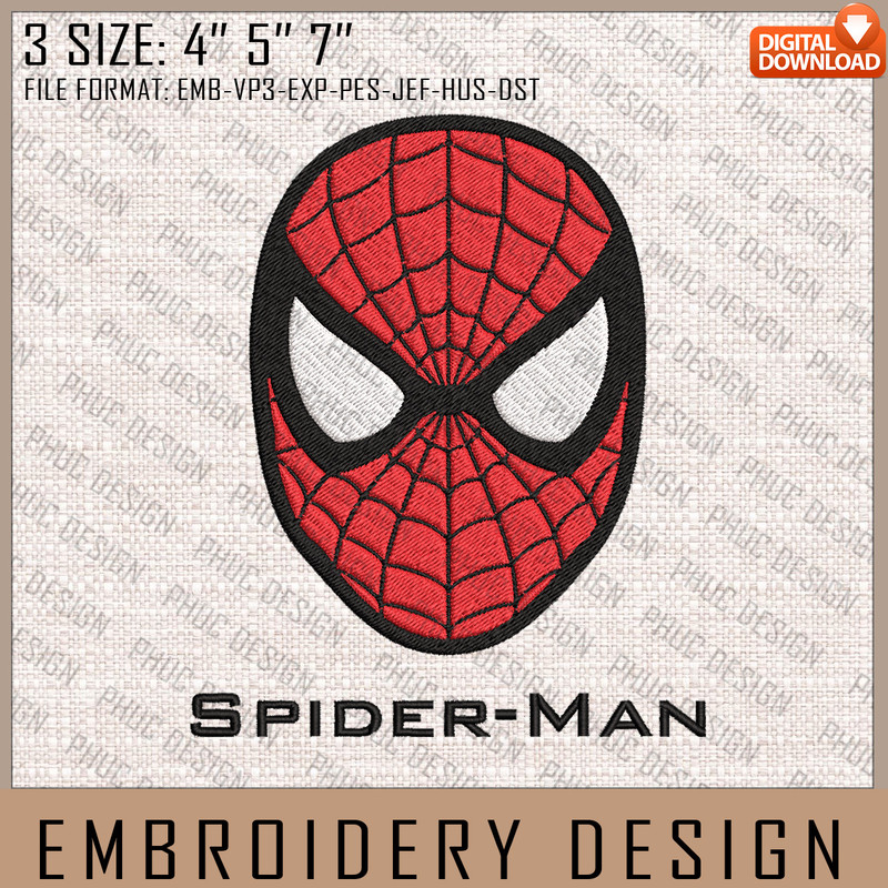 Spider-Man Embroidery Files, Marvel Comics, Movie Inspired Embroidery Design, Machine Embroidery Design.jpg