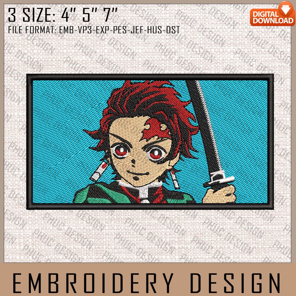 Tanjiro Embroidery Files, Demon Slayer, Anime Inspired Embroidery Design, Machine Embroidery Design 4.jpg