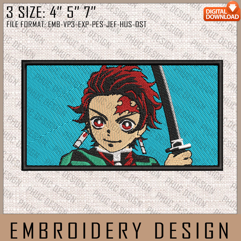 Tanjiro Embroidery Files, Demon Slayer, Anime Inspired Embroidery Design, Machine Embroidery Design 4.jpg