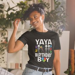 yaya of the birthday boy autism skeleton grandma t-shirt