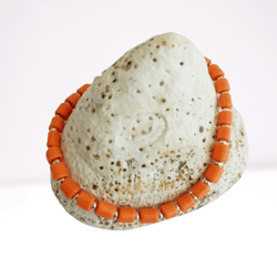 pink coral beaded bracelet original in gift pouch made in italy with silver color spacers gift for her woman beaded bead