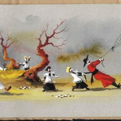 i pretini by sergio carena ratto oil hand painting italy 1960s religious