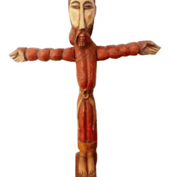 jesus crucifix in hand carved wood corpus of christ orthodox byzantine east europe russian school high cm 44 wall mount