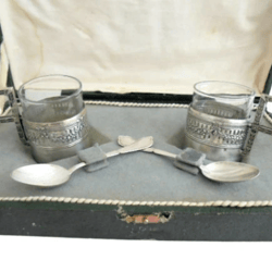 lea & clark silver coffee set cups and spoons birmingham george iv